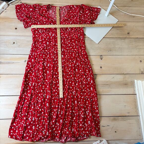 A New Day EUC Women's Short Sleeve Maxi Sundress Red Floral Size 17 - Picture 6 of 8